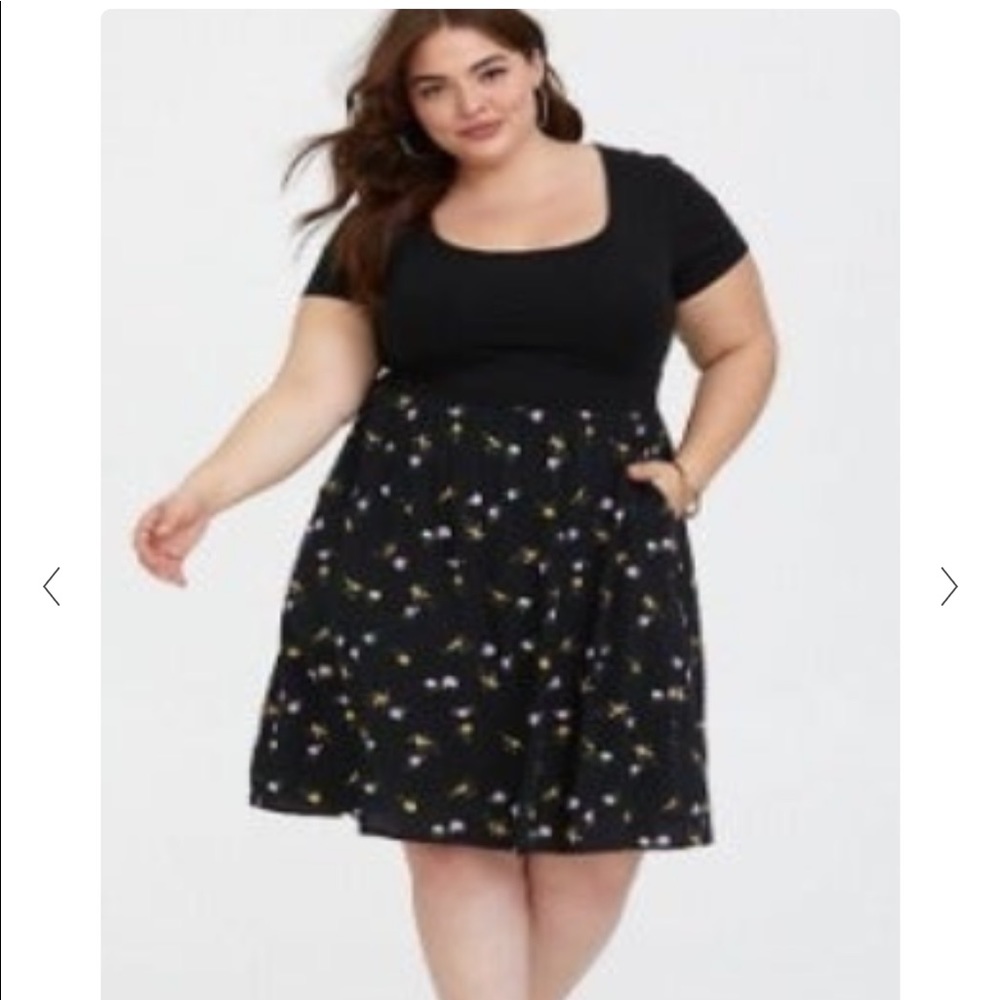 Torrid Black & Floral Skater dress